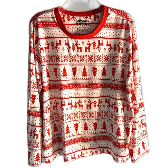 Jammies For The Families Nordic Reindeer Red/White Soft Woman XL Pajama Set #C - Picture 1 of 5